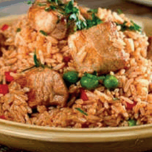 Arroz con cerdo y vegetales
